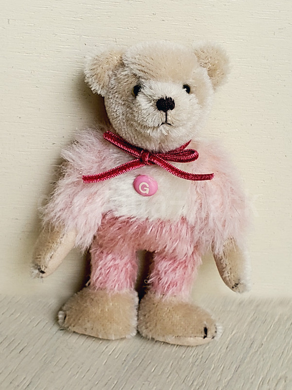 テディベア ★☆優しくむぎっとしてね♪ピンク系★☆★可愛い teddy bear クマ アンティーク 癒し 5枚目の画像