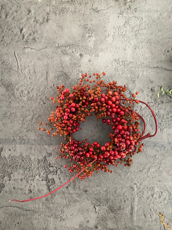 赤い実のクリスマスリース♡お正月リース♡