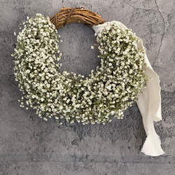 1.かすみ草ハーフリース かすみ草のハーフリース（生花→ドライフラワー） | 花家flor