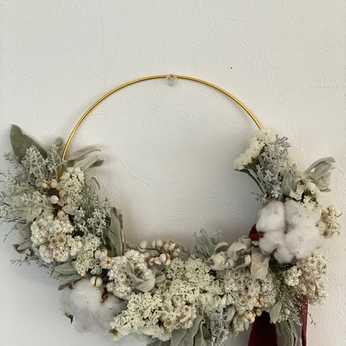 クリスマスリース ホワイトリース ドライフラワー Riyo Garden Flowers