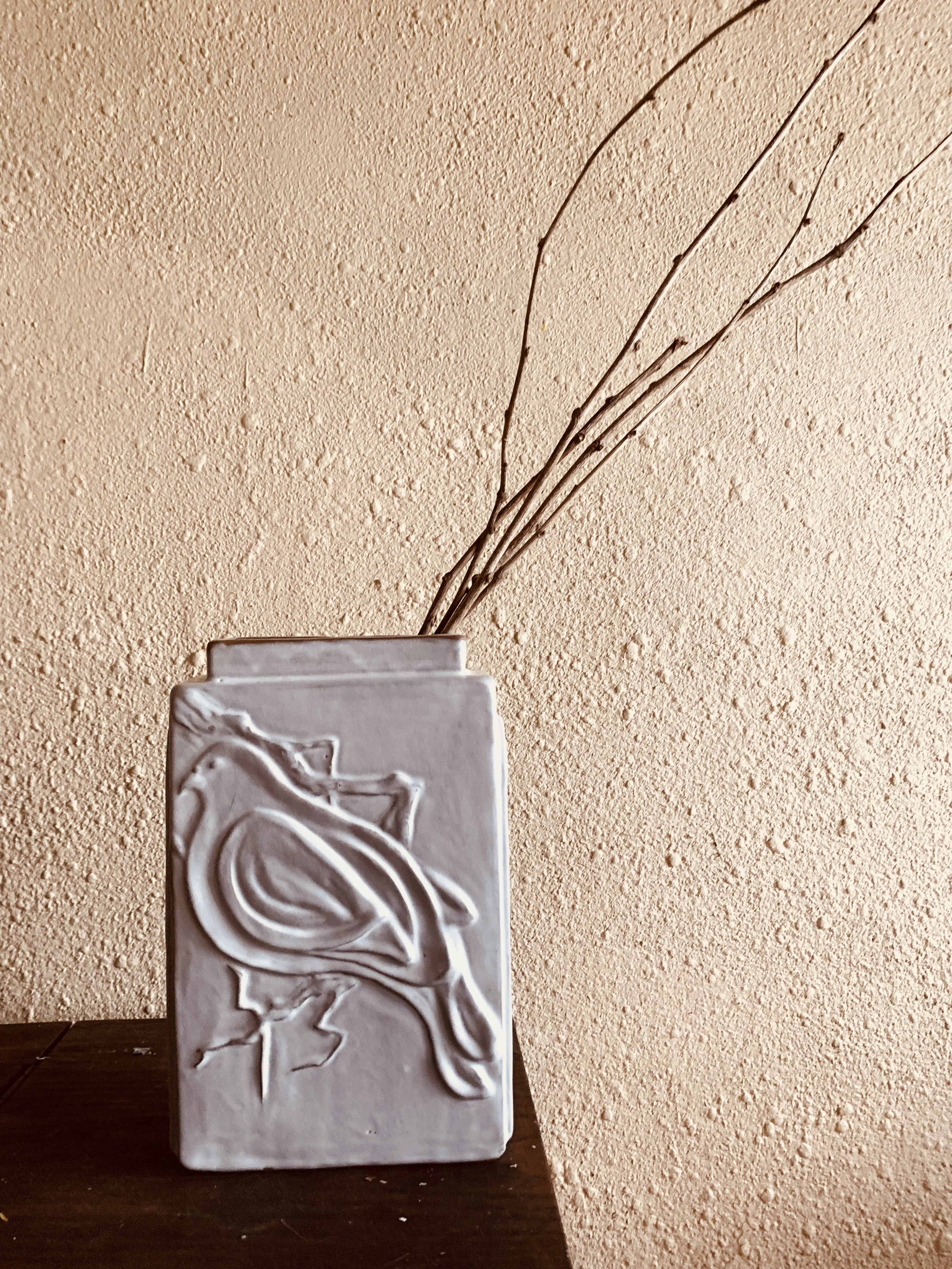 鳥と花の花瓶