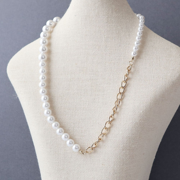 樹脂珍珠和鏈設計/電鍍項鍊 第2張的照片