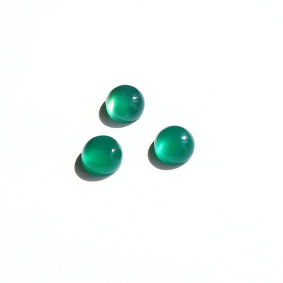綠色縞瑪瑙 AAA 圓形凸圓形 [金/銀] Silver925 耳環 第4張的照片