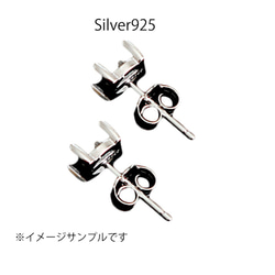 ブラックスターダイオプサイド ラウンドカボション [ ゴールド / シルバー ] Silver925スタッドピアス 8枚目の画像