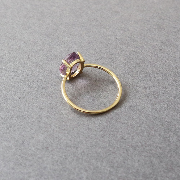 粉紅紫水晶梨形墊形切割 10x7 mm / 銀 925 金戒指 第3張的照片