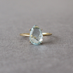 天藍色托帕石梨形墊形切割 10x7 毫米 / 銀 925 金戒指 第1張的照片