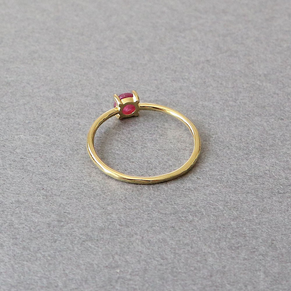 【七月生日石】紅寶石圓形玫瑰切割4毫米/銀925金戒指 第2張的照片