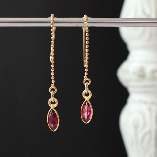 k10金 】 宝石質 ロードライトガーネット マーキスカット / アメリカン  