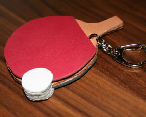 ⭐️あにゃさまオーダー品‼️⭐️ ハンドメイド卓球ラケット型レザー