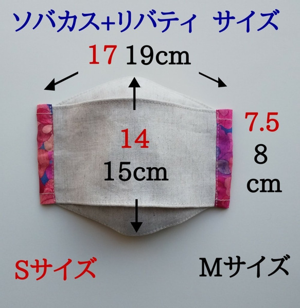 みか様専用　ソバカスリネンの折り上げ立体マスク (S）　リバティワンポイント付　EB 4枚目の画像