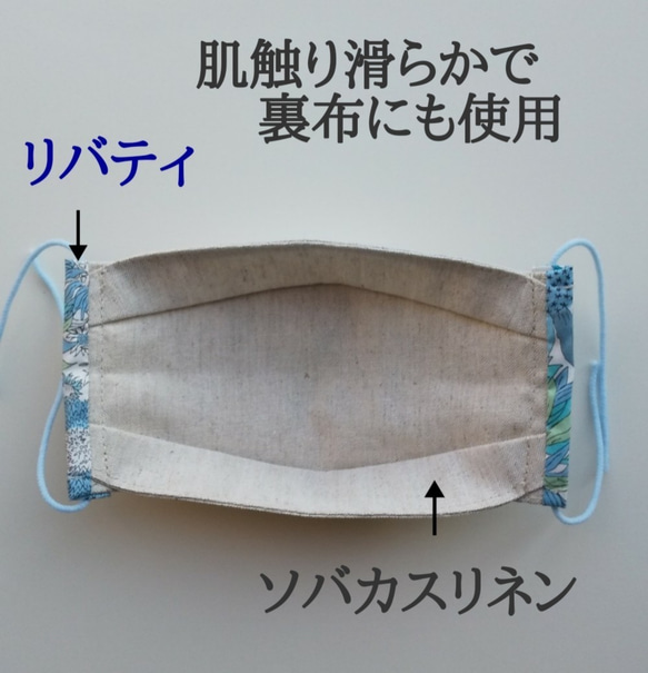 jumiyuna様専用のカート ソバカスリネンの折り上げ立体マスク (S)　3点 5枚目の画像