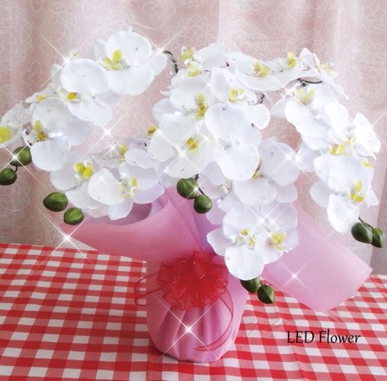 LED光蝶蘭　キラキララメ入　小　　白