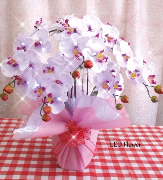 LED光蝶蘭　キラキララメ入　小　　ピンク