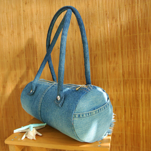 ☆ハンドメイド☆岡山デニム☆トラ猫☆ステンシル☆4wayボストンバッグ ☆岡山デニム☆ステンシル☆トラネコ☆子猫☆4wayボストンバッグ