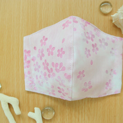 Ｗガーゼ   ふんわり 花柄  ピンク  立体マスク 5枚目の画像
