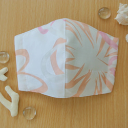 さらし・綿ローン 薄いタイプ 花柄   立体マスク  ピンク 2枚目の画像