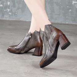 ♥ 新款秋冬手工製作 ♥ 女式真皮皮鞋高跟鞋 22.5cm-25cm 2 色 #174 第2張的照片