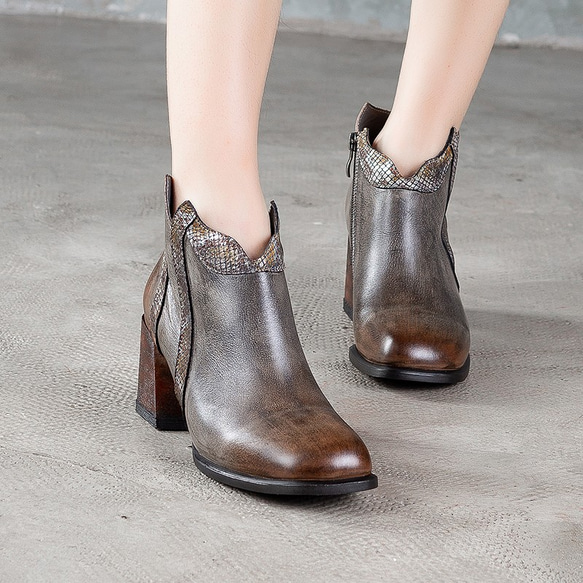 ♥ 新款秋冬手工製作 ♥ 女式真皮皮鞋高跟鞋 22.5cm-25cm 2 色 #174 第3張的照片
