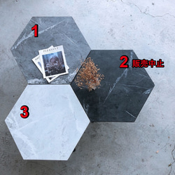 M.I.T仿石材折疊六角茶几（二色一組） 第2張的照片
