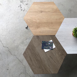 MITノルディックスタイルの折りたたみ式六角形コーヒーテーブル（3色セット） 1枚目の画像