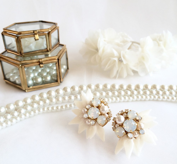 bridal jewelry..✭* 花びらイヤリング　Jessica 5枚目の画像