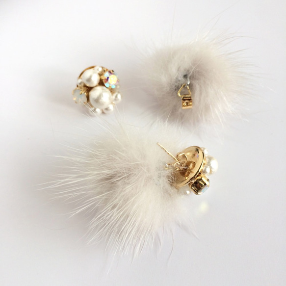 Mink fur Bijou earrings (3color  variation) 第3張的照片