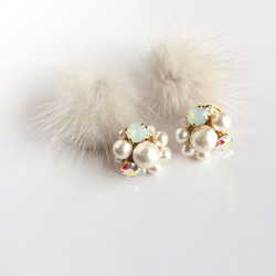 Mink fur Bijou earrings (3color  variation) 第7張的照片