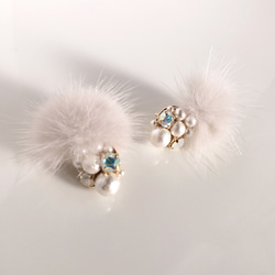 Mink fur Bijou earrings (3color  variation) 第3張的照片