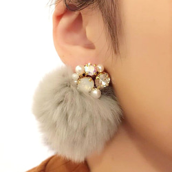 Order made♡ Simple color * fur bijou pierce 4枚目の画像