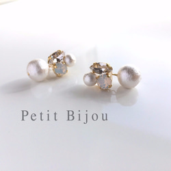 Petit Bijou & Cotton pearl simple earrings 第1張的照片