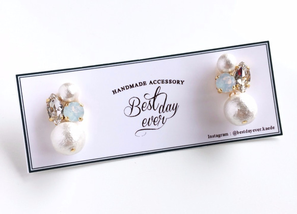 Petit Bijou & Cotton pearl simple earrings 第2張的照片