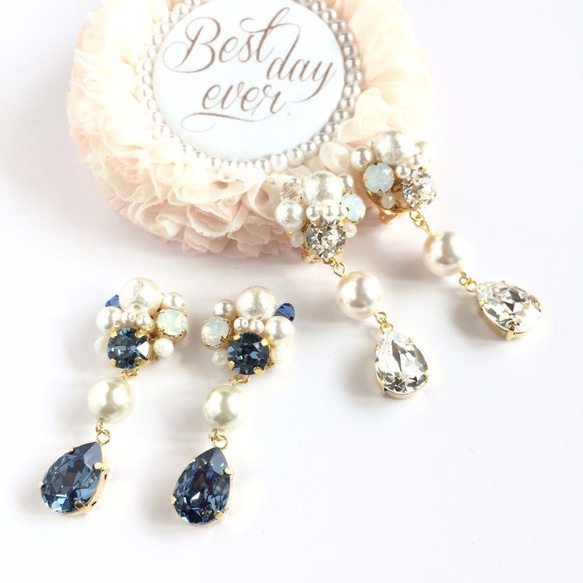 Navy blue Elegant Bijou Earrings 第2張的照片