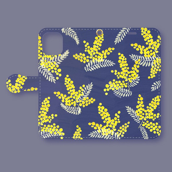 全機種対応 手帳型スマホケース/mimosa×blue/02 2枚目の画像