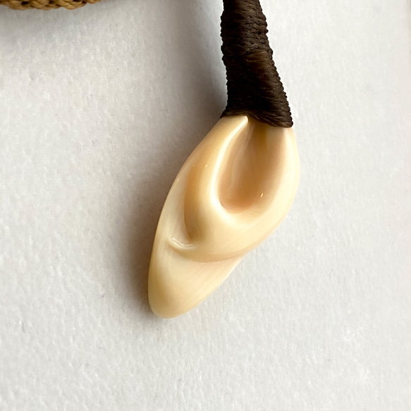 【一点物】【送料無料】貴重なマッコウクジラの歯の先端を使ったネックレス 3枚目の画像