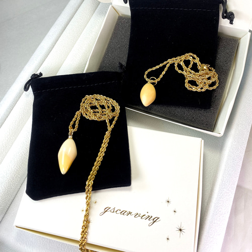 一点物】【送料無料】貴重なマッコウクジラの歯の先端 ネックレス