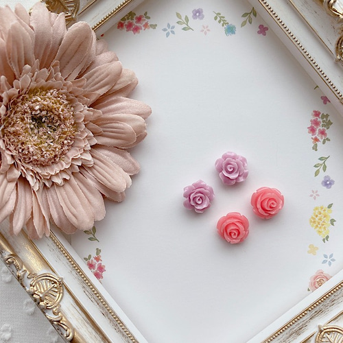 123Ar【高品質✨】ピアス 薔薇 バラ ピンクゴールド 1粒石