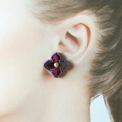 【t様 オーダーページ】刺繍の耳飾り yohira 紫 (刺繍ピアス) 7枚目の画像