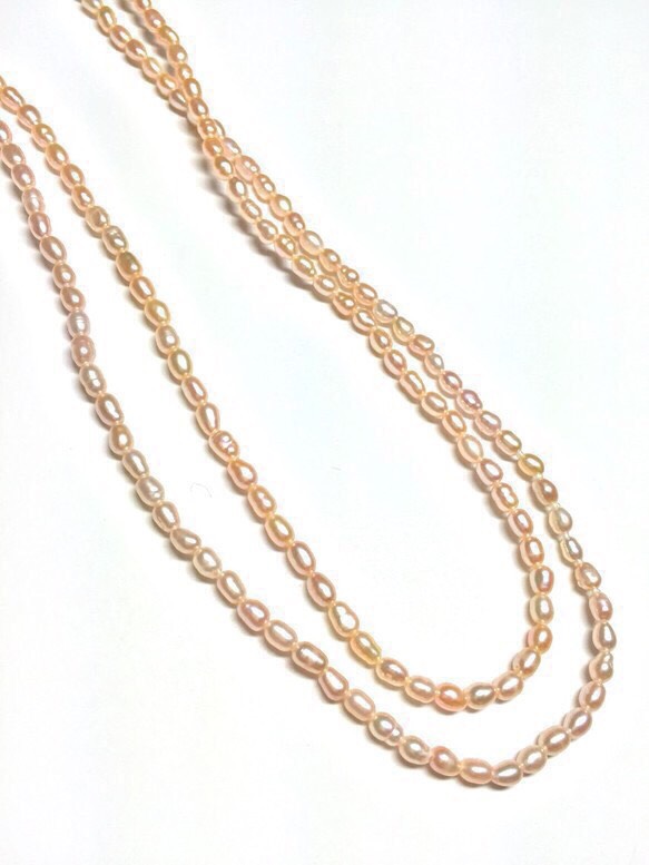 桜色の淡水パールのネックレス80㎝