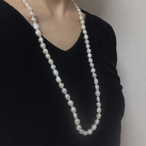 バロック淡水パールロングネックレス80㎝ ネックレス