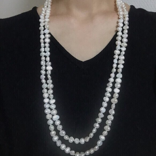 バロック淡水パールロングネックレス160㎝ピンク ネックレス