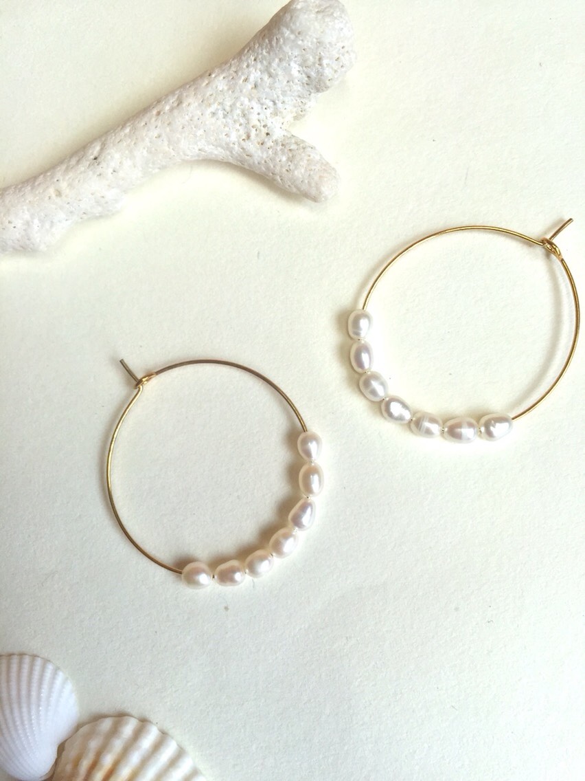 淡水パールのフープピアス