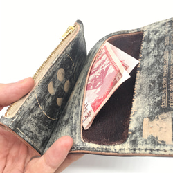 【1945sミニ財布】皺蝋染革 広告柄ミニ財布 2枚目の画像