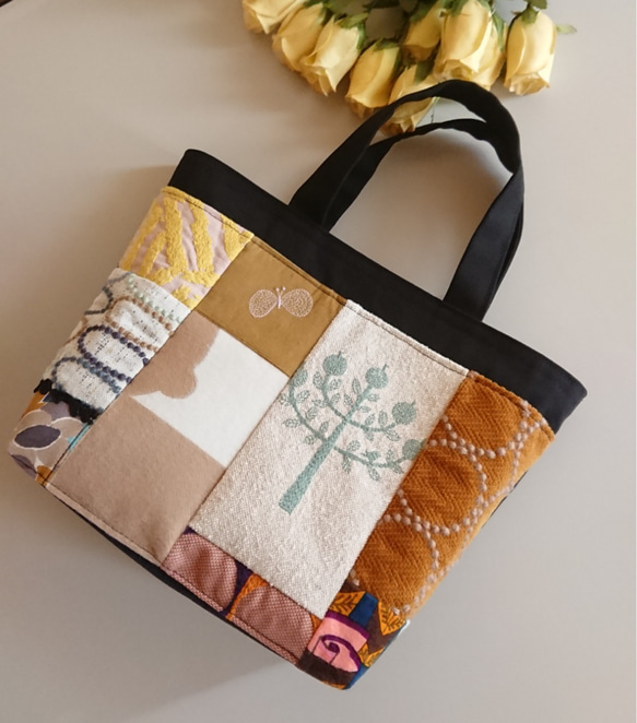 【訳有り品】ミナペルホネン　パッチワークシンプルトートバック ミナペルホネン Lサイズ パッチワーク トートバッグ