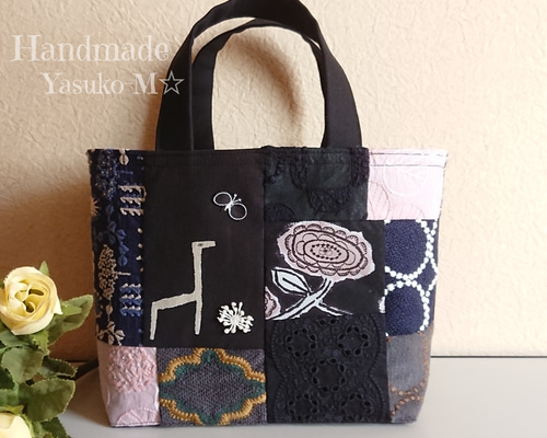 大きなパッチワークトートバッグ＊ミナペルホネン M☆ミナペルホネンのトートバッグ ♡愛しのパッチワーク-36 トート