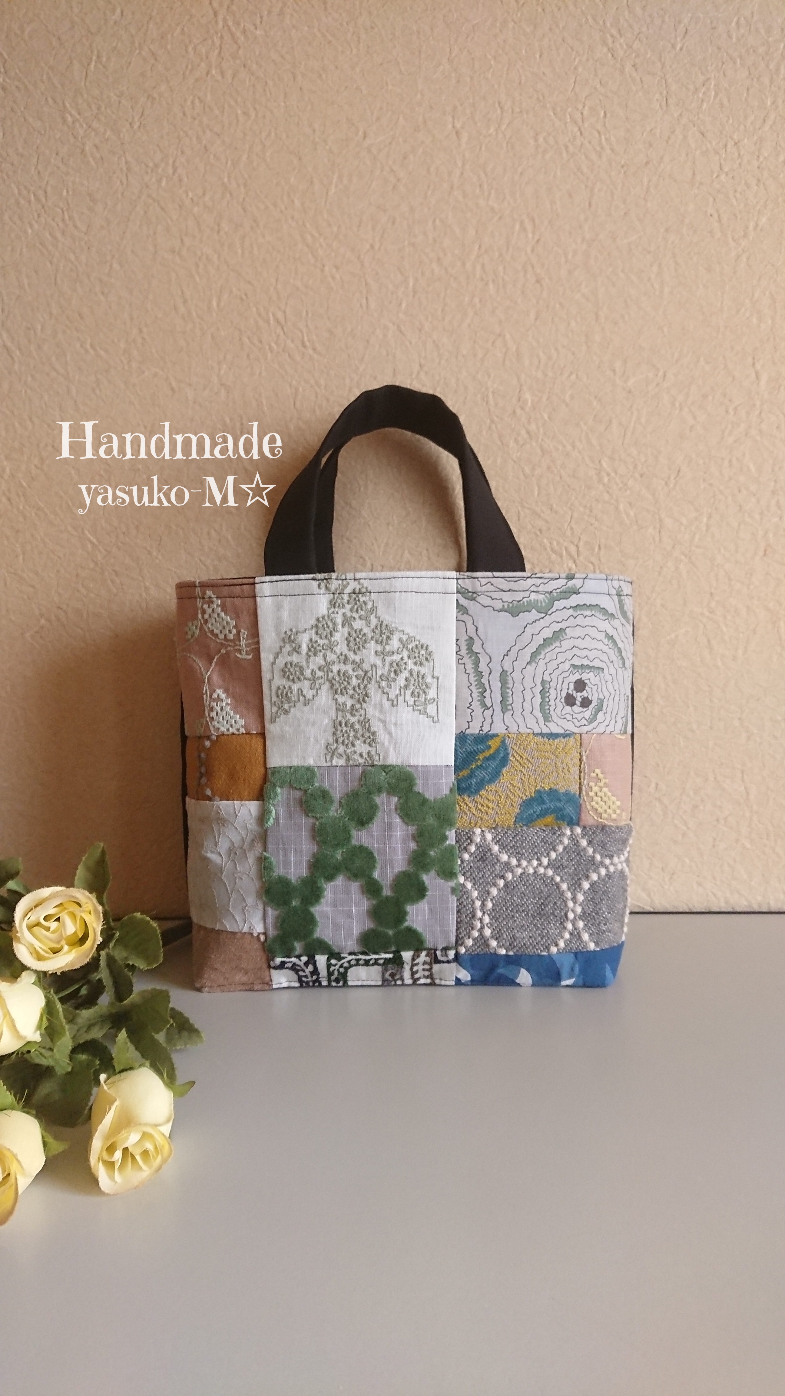M☆ミナペルホネンのトートバッグ ♡愛しのパッチワーク-40