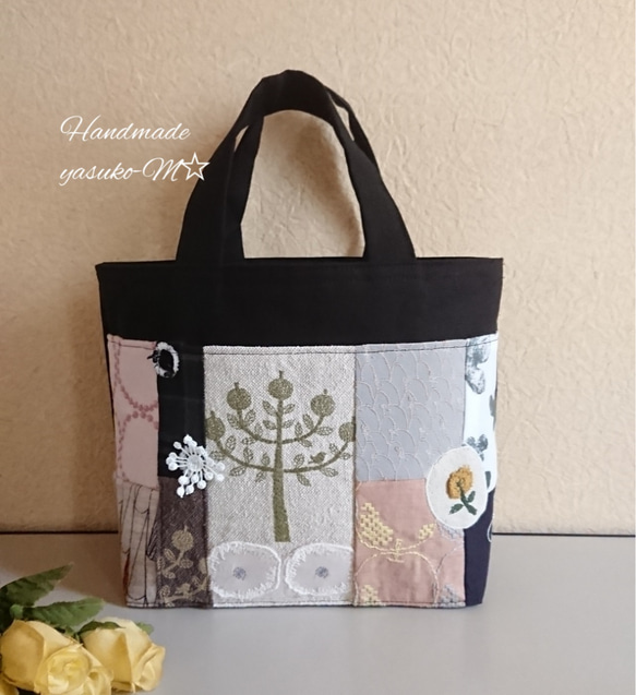 M☆ミナペルホネンのトートバッグ ♡愛しのパッチワーク-53