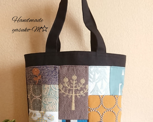 ミナペルホネン　パッチワークシンプルトートバック a M☆ミナペルホネンのトートバッグ ♡愛しのパッチワーク-63