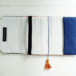 ブックカバー/手帳カバー（文庫本 A6サイズ）シルク糸の手織り　≪Strata_4≫ 5枚目の画像