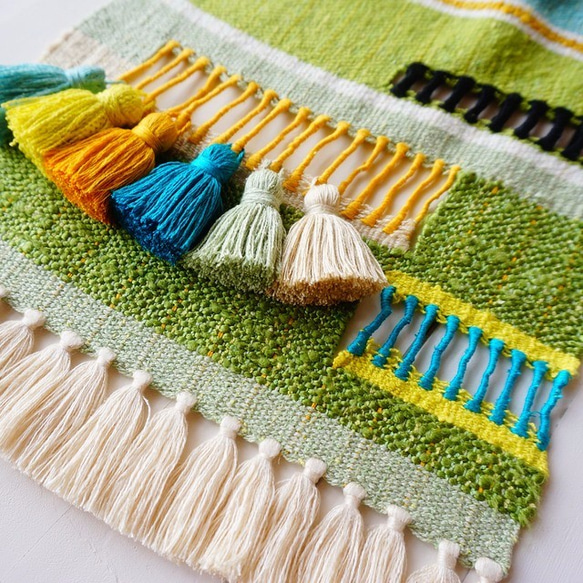 シルクの手織りストール（フレッシュグリーン）受注生産 4枚目の画像