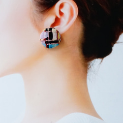 Fancy Tweed耳環※耳環/金屬過敏兼容耳環多變（優雅·紫色） 第3張的照片